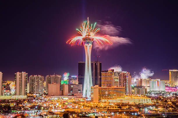 Las Vegas Rings in 2013 with Fireworks stock photo