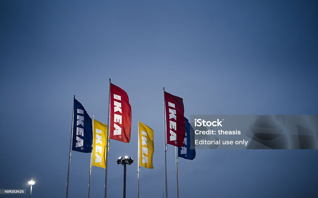 Ikea Flags At Night - Стоковые фото Ikea роялти-фри