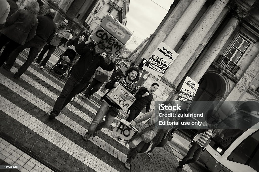 Manifestantes em Lisboa - Foto de stock de Baixa de Lisboa royalty-free