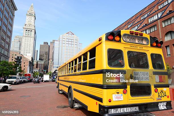 School Busboston Stock Photo - Download Image Now - Back to School, Boston - Massachusetts, Building Exterior