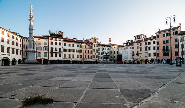 Udine old city centre at dawn stock photo