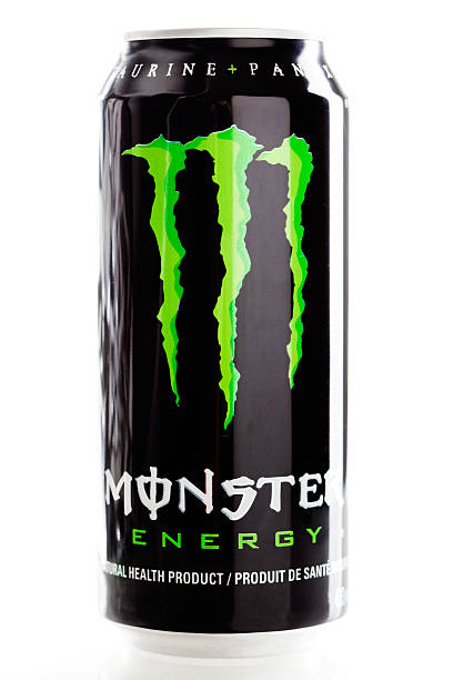 Can of Monster Energy Drink "Calgary, Alberta, Canada - March 26, 2011. Product shot of Monster Energy Drink. Monster Energy was launched by Hansen Natural in 2002." monster energy stock pictures, royalty-free photos & images