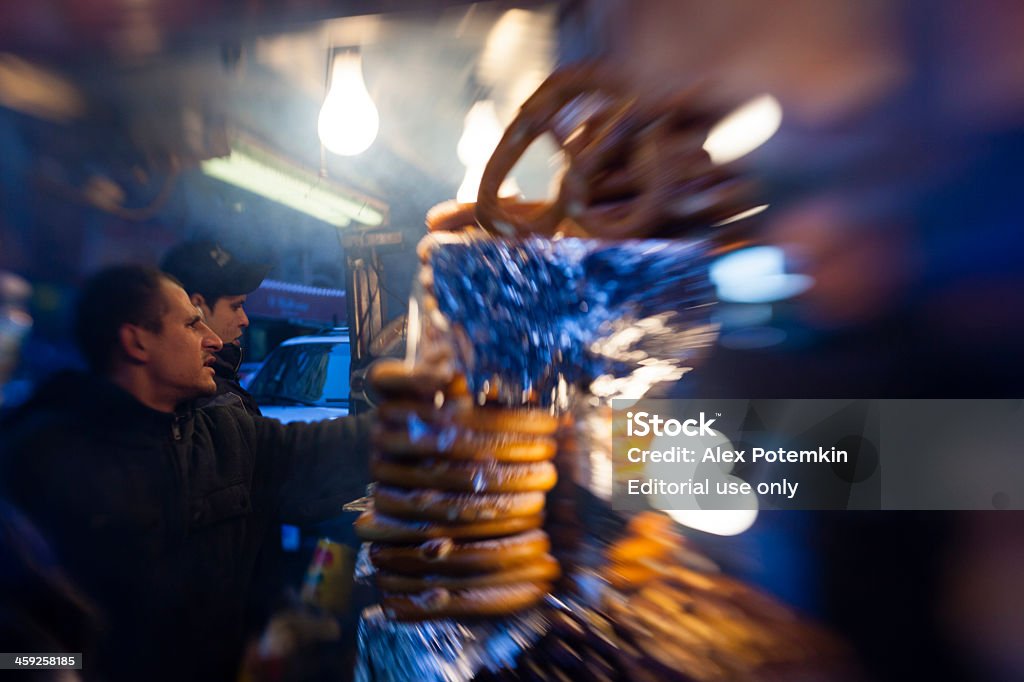 Strada fastfood seller a Manhattan. - Foto stock royalty-free di Mercante