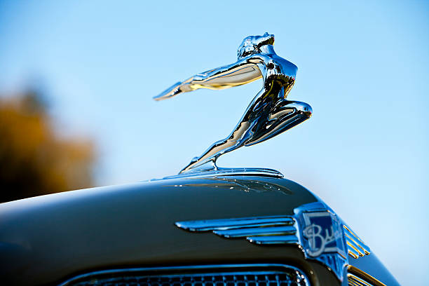 Chrome door trim on a 1950s vintage American automobile
