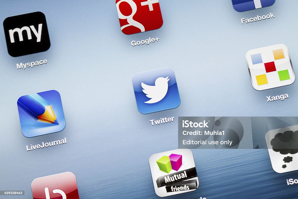 Ikona aplikacji Twitter na nowy iPad - Zbiór zdjęć royalty-free (Ikona)
