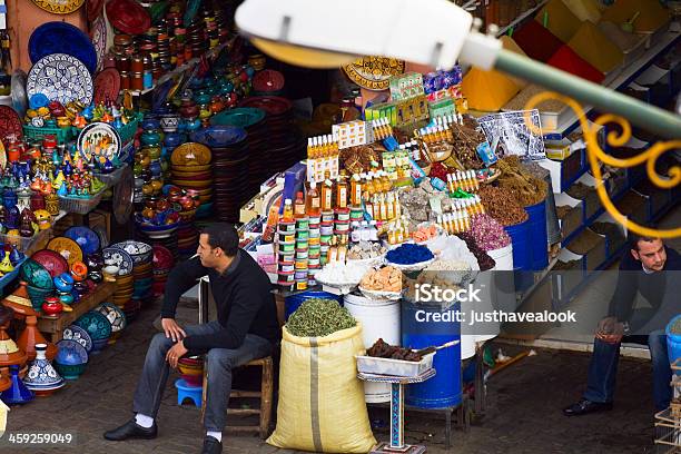 Moroccan Merchants Stock Photo - Download Image Now - Adult, Aerial View, Africa