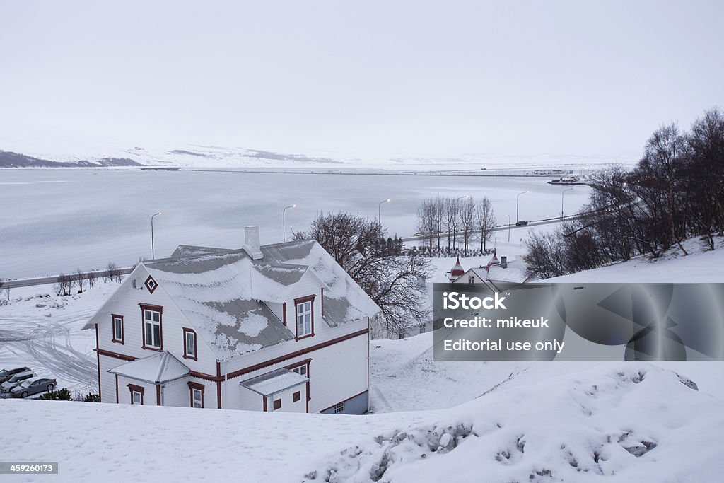 Akureyri Islandia Dom Architektura budynku w zimie - Zbiór zdjęć royalty-free (Akureyri)