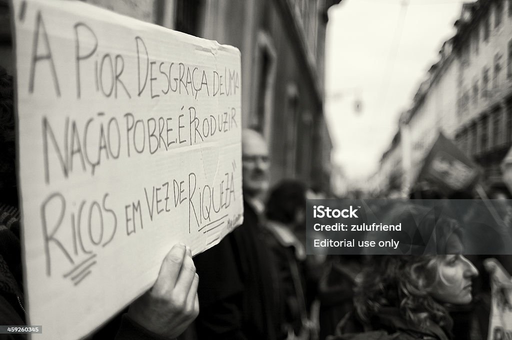 Protesta Rally di Lisbona - Foto stock royalty-free di Bianco e nero