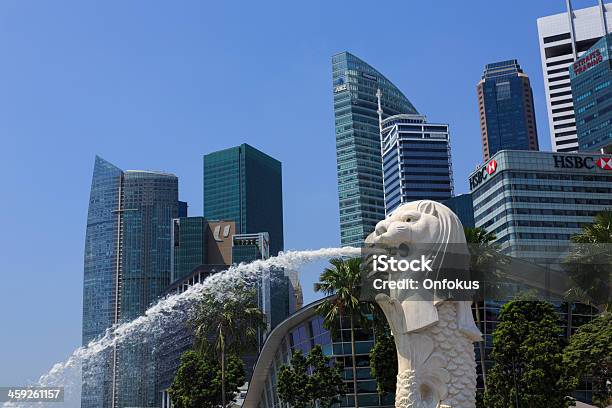Merlion Statue In Singapore Marina Bay Stock Photo - Download Image Now - Architecture, Asia, Built Structure