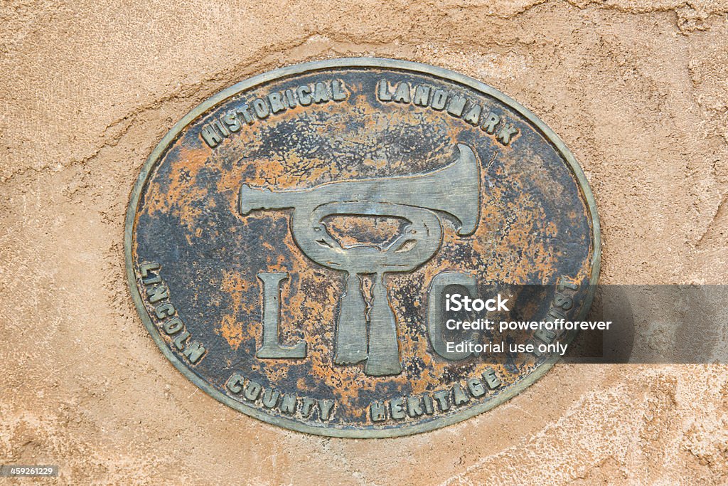 Historisches Wahrzeichen Schild-Lincoln, New Mexico - Lizenzfrei Alt Stock-Foto