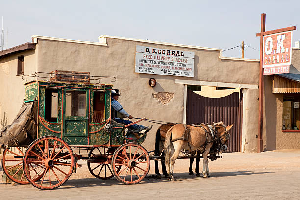 o. k.  corral in tombstone, arizona - national landmark editorial color image horizontal - fotografias e filmes do acervo