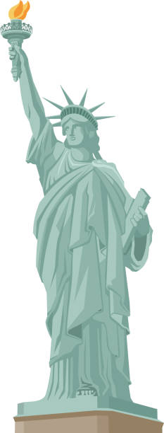 illustrazioni stock, clip art, cartoni animati e icone di tendenza di statua della libertà di new york - free standing illustrations