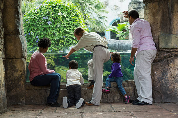 Family at the zoo with guide