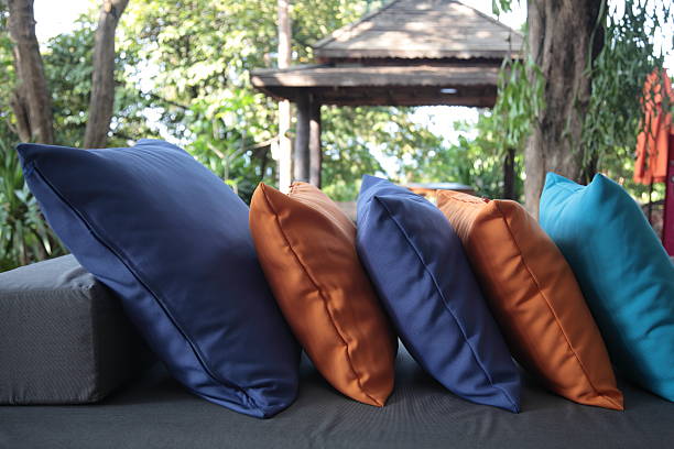 istock Outdoor Bench With Seat Cushion 459266985