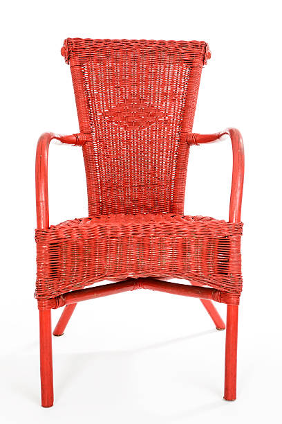 istock Age wicker chair newly painted in red 459267185