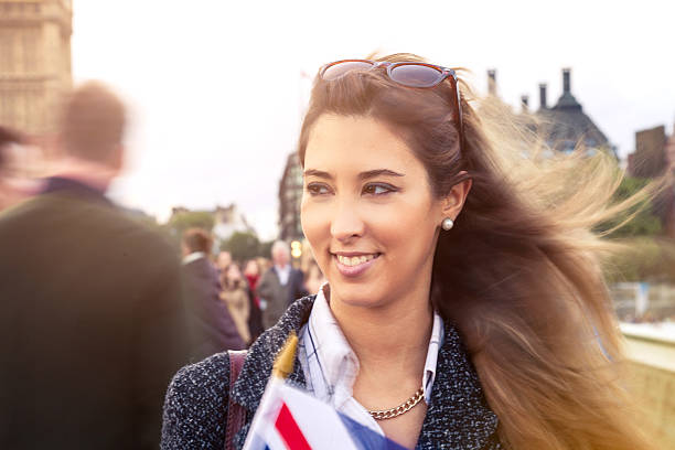 istock Young woman in visit to London 459267461