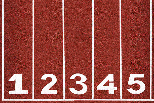 Running track with number 1-5, abstract, texture, background. stock photo