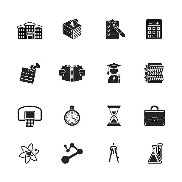 ilustraciones, imágenes clip art, dibujos animados e iconos de stock de conjunto de icono de ordenador - stopwatch clipboard exam vector