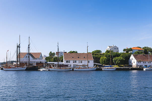 istock Norwegian seacoast with houses and yachts 459274521