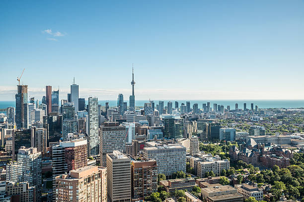 Aerial view of downtown Toronto at daytime stock photo