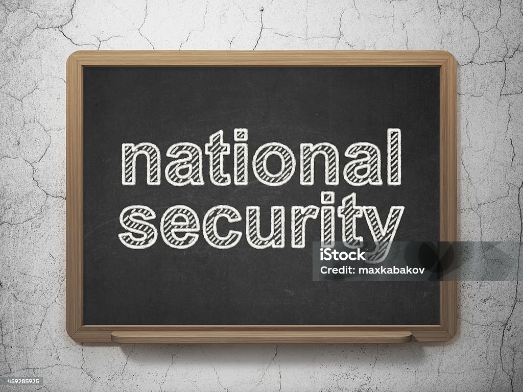 Safety concept: National Security on chalkboard background Safety concept: text National Security on Black chalkboard on grunge wall background, 3d render Chalkboard - Visual Aid Stock Photo