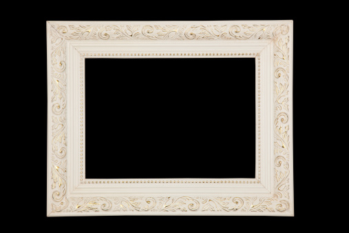 Antique white frame, isolated on black background