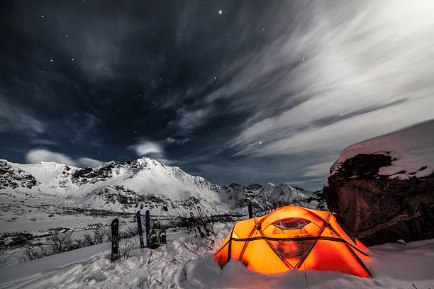 istock Tent among winter mountains. Stock image 459287719