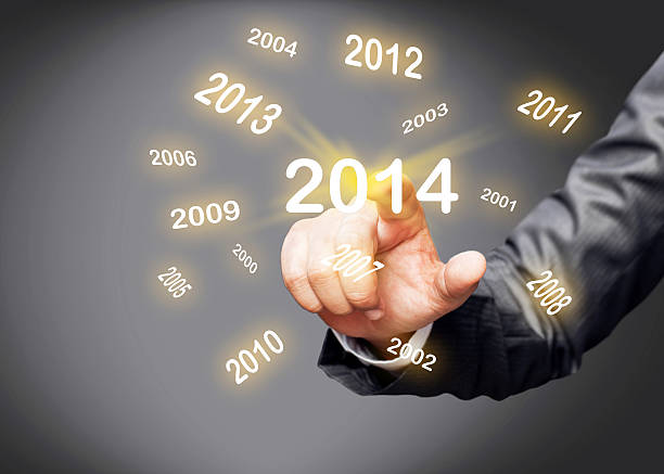 2014 year calendar on touch screen 2014 New Year 2000 2009 photos stock pictures, royalty-free photos & images