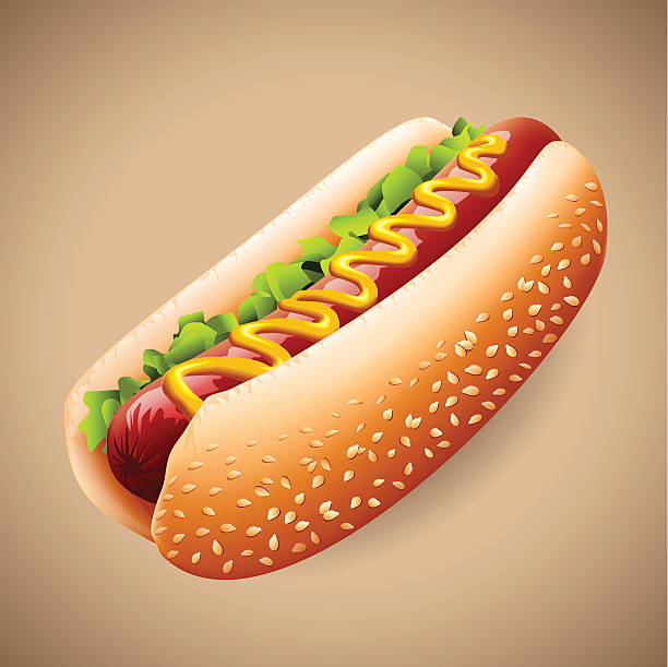 hot dog-schnellimbiss - illustration and painting sandwich hungry beef stock-grafiken, -clipart, -cartoons und -symbole