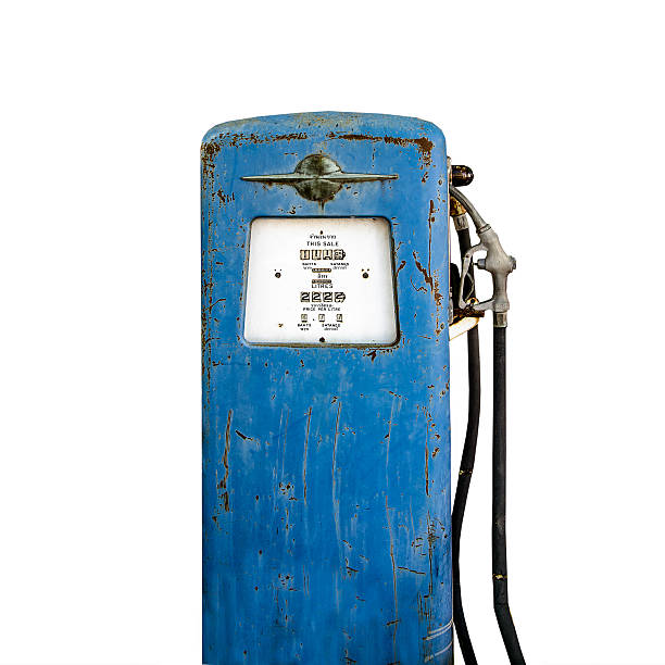 istock Old gas pump isolated on white background 459295047