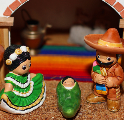 Mexican Nativity with Joseph with a black moustache