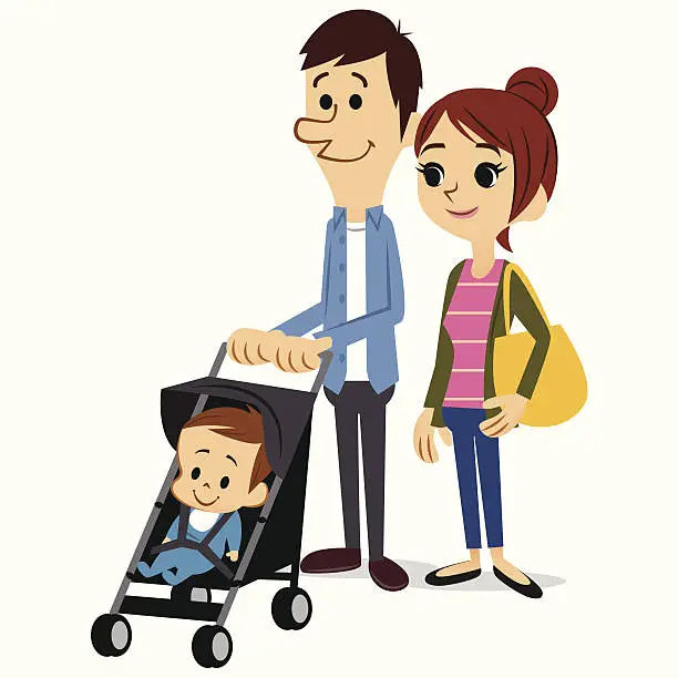 Vector illustration of Young family