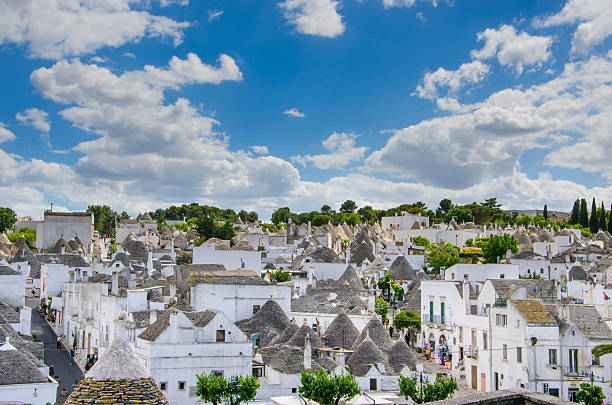 Small italian town view of a typical town in the Italian region of Puglia alberobello stock pictures, royalty-free photos & images