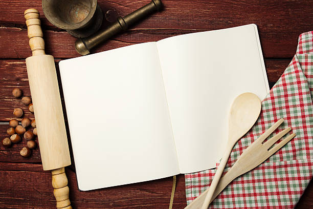 istock Blank recipe book on wooden table 459317865