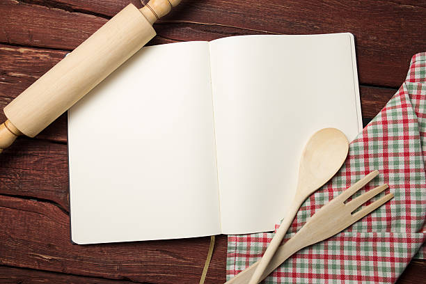 istock Blank recipe book on wooden table 459319559
