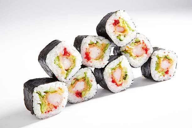 istock traditional fresh japanese sushi rolls on a white background 459326837