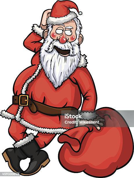 Santa Claus Flirting Stock Illustration - Download Image Now - Adult, Bag, Beard