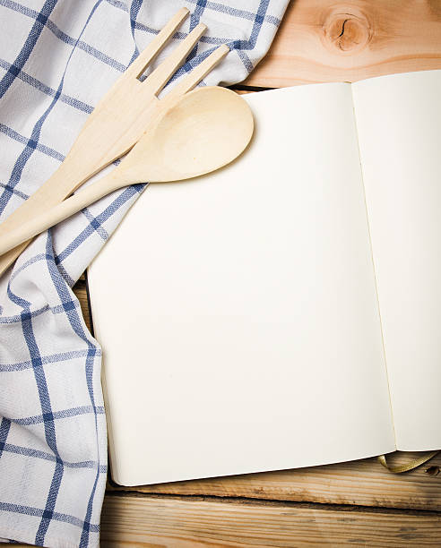 istock Blank recipe book on wooden table 459332469