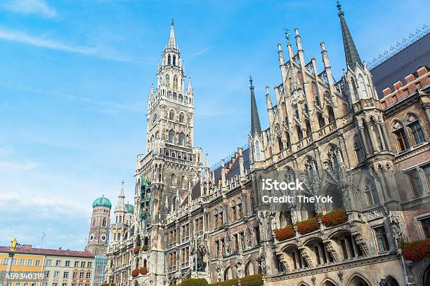 Munchen New Town Hall Marienplatz Stock Photo - Download Image Now - Aerial View, Ancient, Architecture