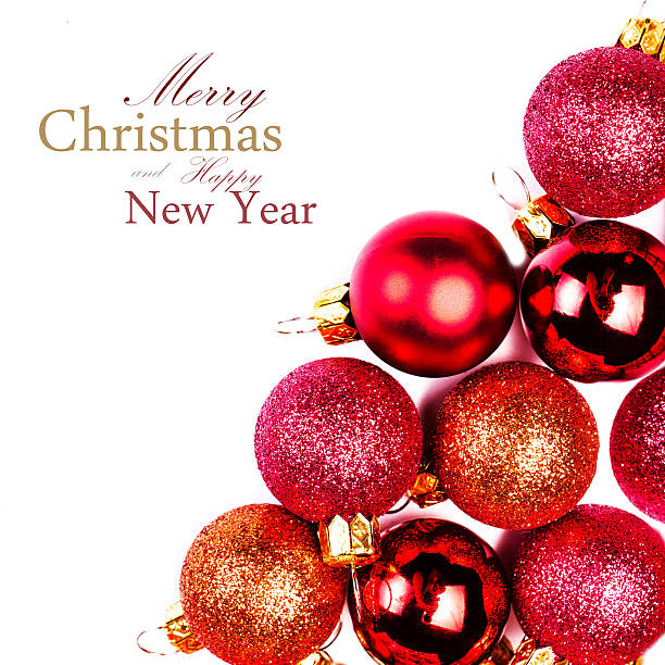 istock Christmas card with festive  Ornaments isolated on white backhround 459341603