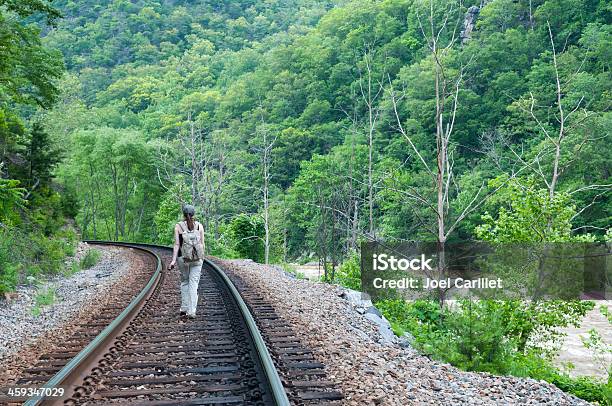Hiking Along Railroad Tracks Parallel To Nolichucky River Stock Photo - Download Image Now