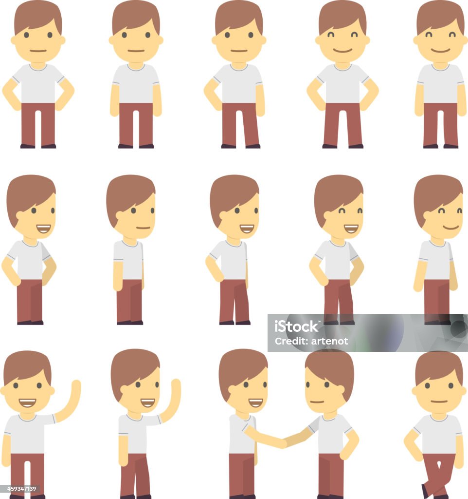 urban character set in different poses. simple flat design. Adult stock vector