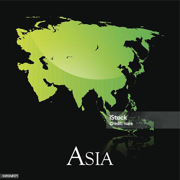 Asia Green Shiny Map Stock Illustration - Download Image Now - Asia, Black Background, Cartography