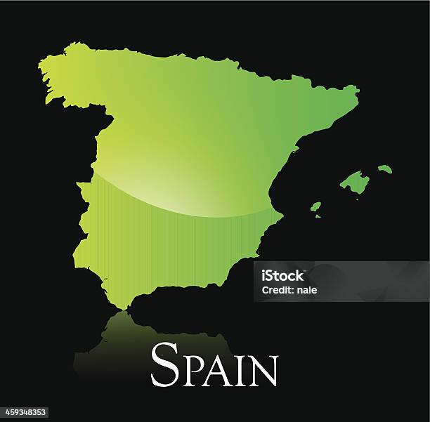 Spain One Color Map Spain Green Shiny Map Stock Illustration - Download Image Now - Black ...