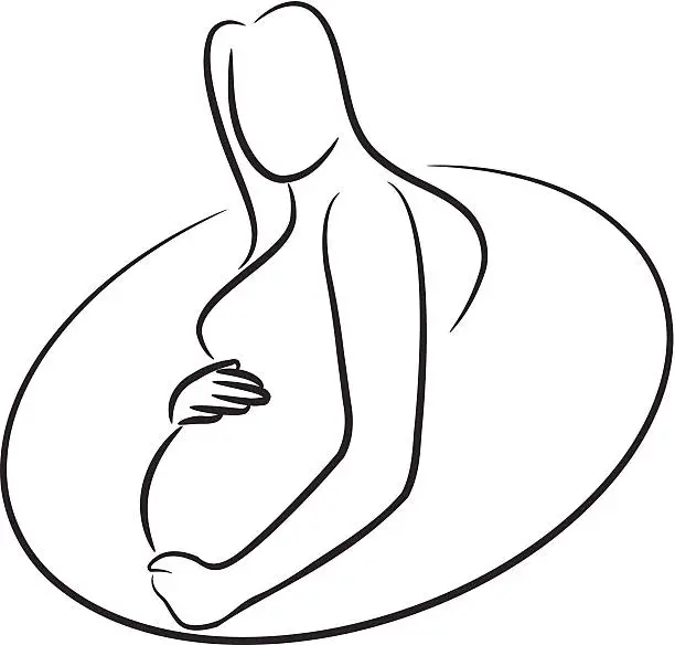 Vector illustration of Marker-style illustration of a pregnant woman