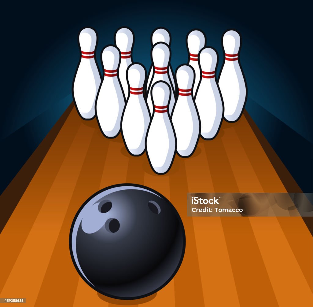 Scène de Bowling Strike - clipart vectoriel de Bowling libre de droits