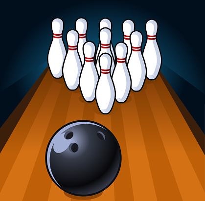 Bowling Scene up to Strike Vector Illustration Cartoon.
