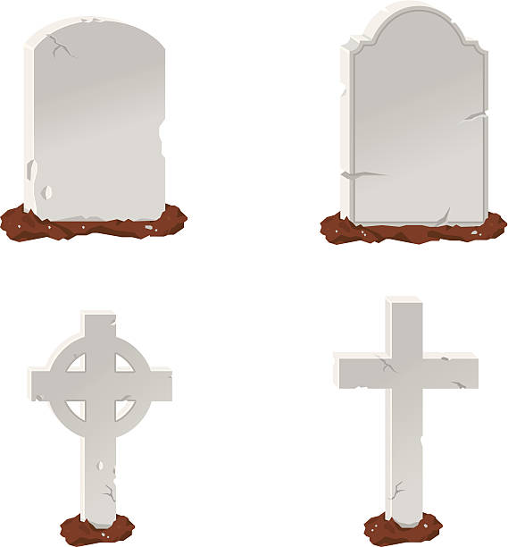 ikona headstone - cross shape cross grave nobody stock illustrations