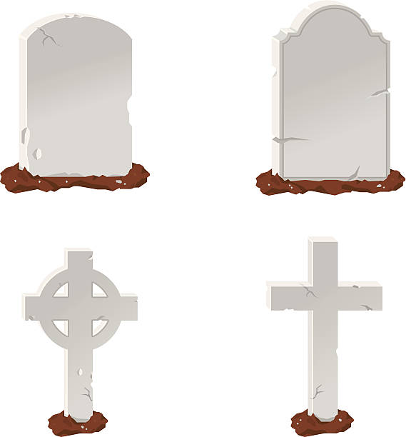 значок headstone - stone cross stock illustrations