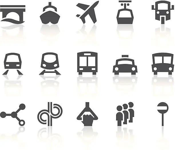 Vector illustration of Public Transportation Icons | Simple Black Series